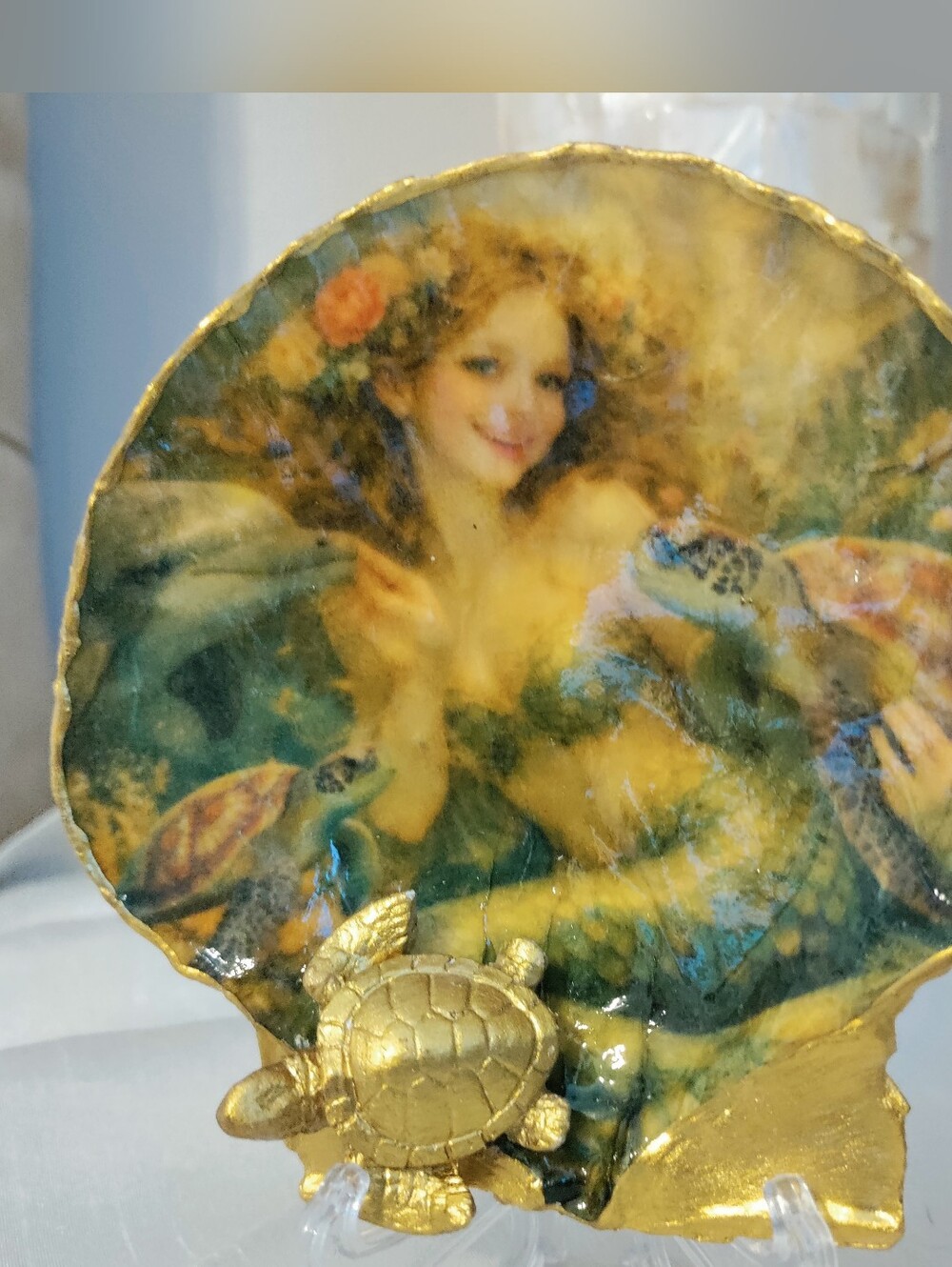 Decorative Seashell with Gold Accents